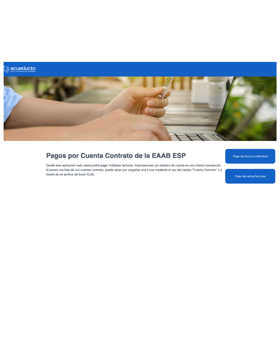Portal falso que imita el diseño del sitio del acueducto de Bogotá