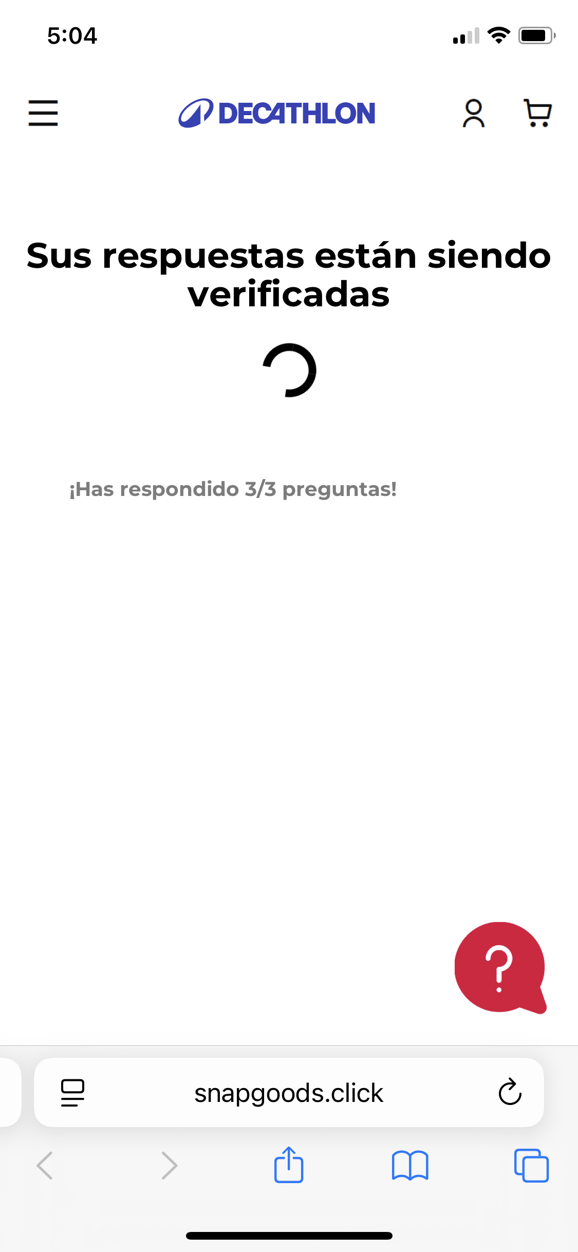 Formulario de encuesta falsa para acceder a la oferta