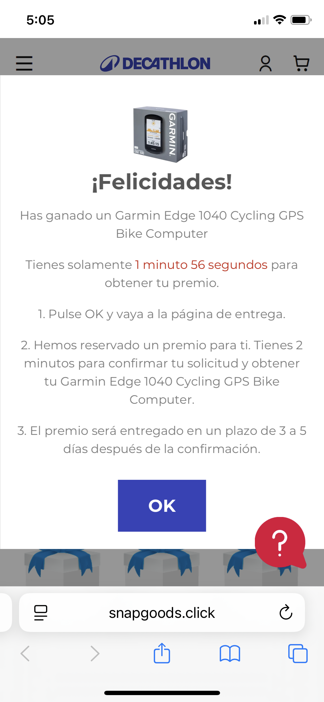 Resumen de pedido falso con precio incorrecto