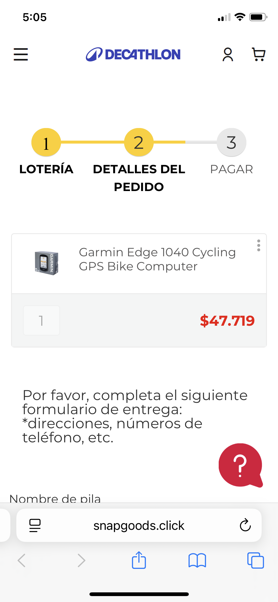 Formulario de pago que solicita datos bancarios completos