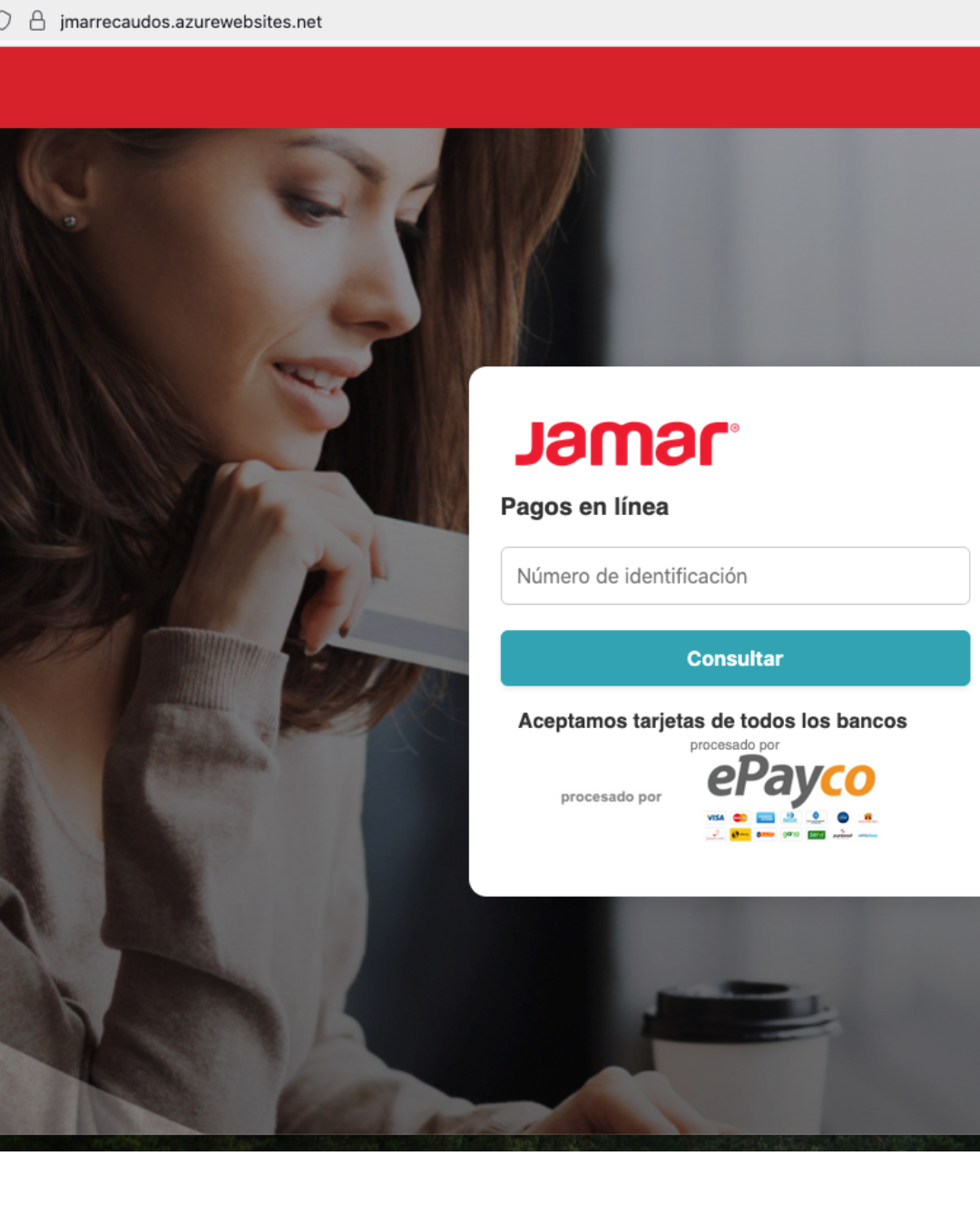 Portal falso de recaudos de Muebles Jamar