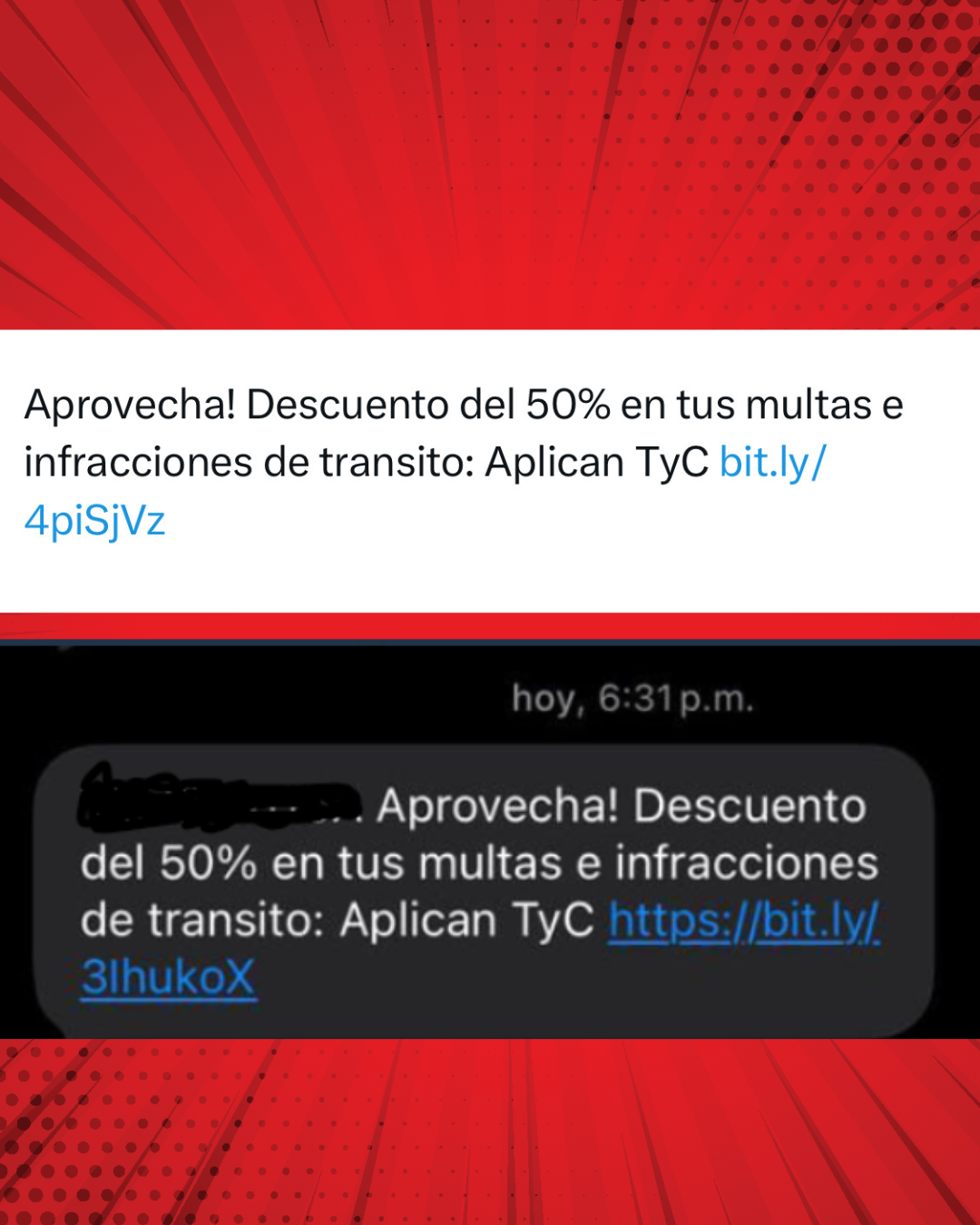 Galería de imágenes que muestra la estafa de comparendos