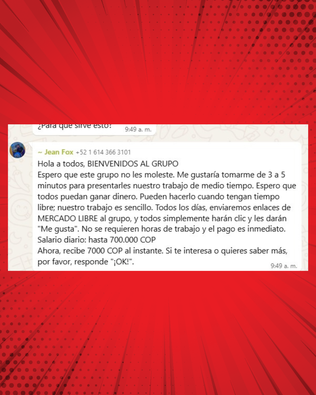 Explicación de las tareas a realizar en la estafa
