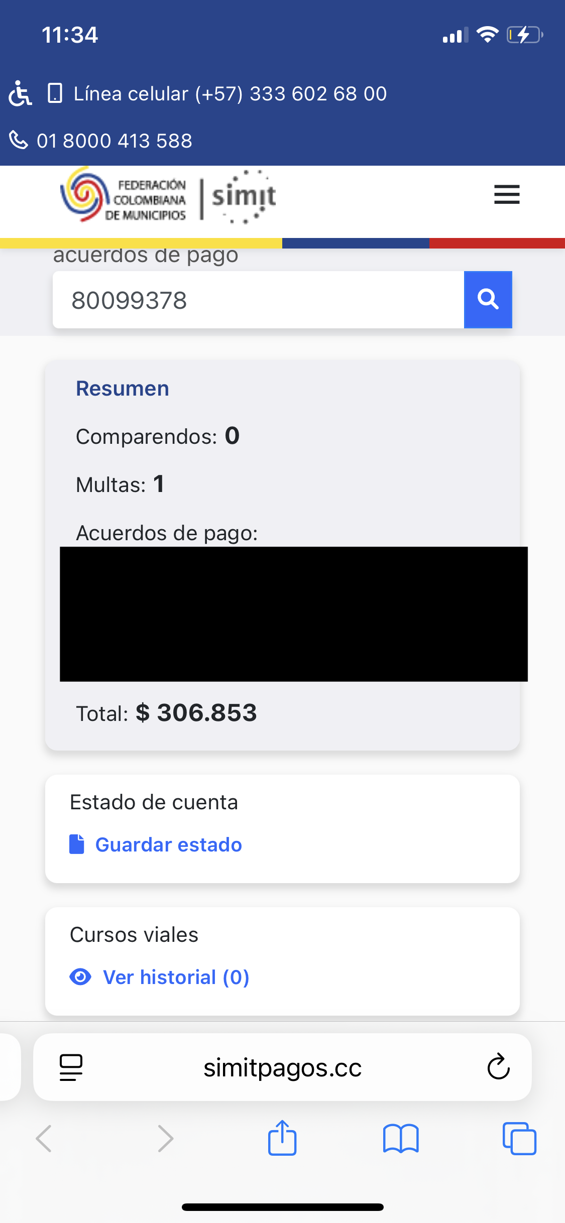Resumen falso de multas y acuerdos de pago