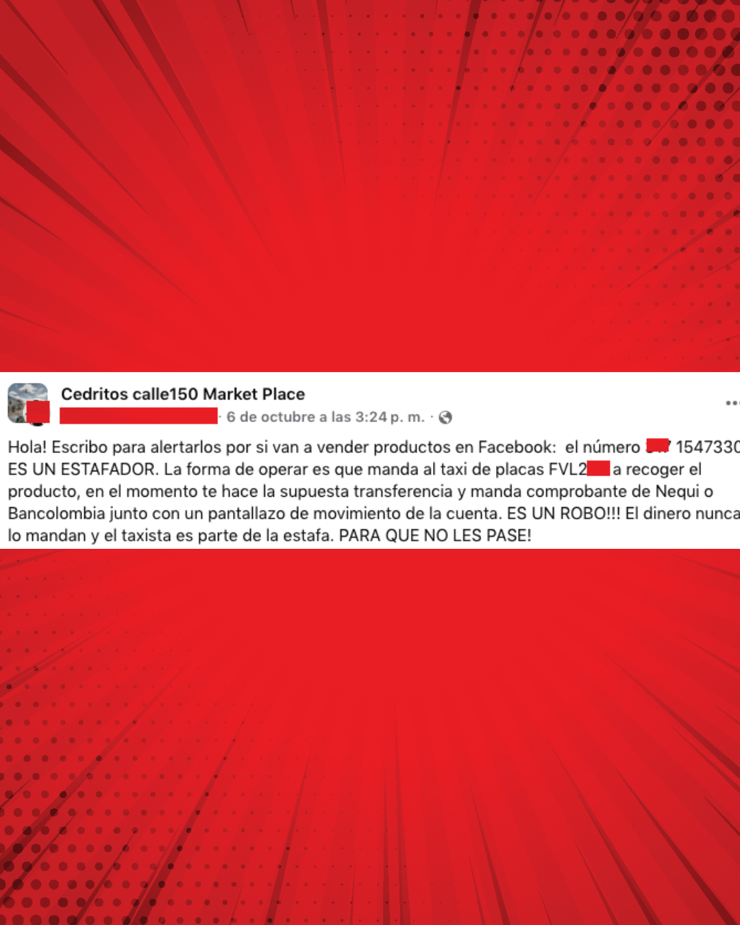 Información sobre estafa en Facebook Marketplace