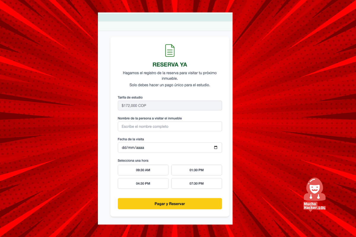 Página con múltiples opciones de bancos falsos para realizar el pago fraudulento.